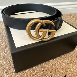 Gucci GG Marmont Black Belt Size 30